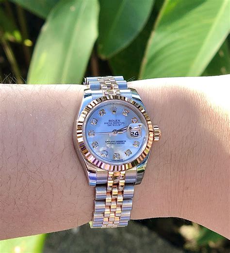 rose gold diamond bezel rolex|rolex mother of pearl face.